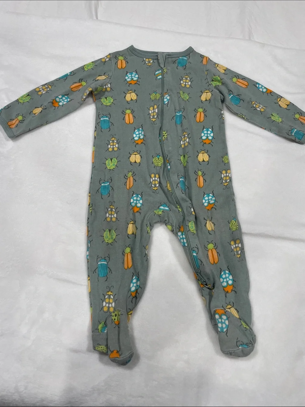 wonder nation Gray Bug-Print Footed One-Piece Pajamas